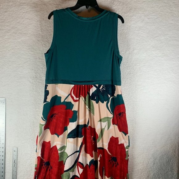 Cuddl Duds Women's Emerald Floral Pullover Sleeveless Maxi Dress Size L 8663 - Picture 7 of 10